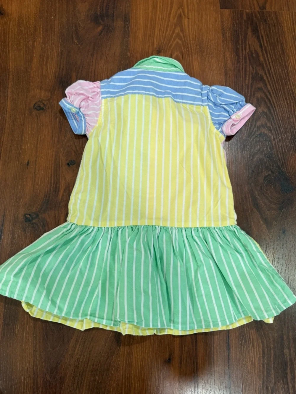 Ralph Lauren babygirl Colorful Striped  dress Sz 18m yellow pink blue